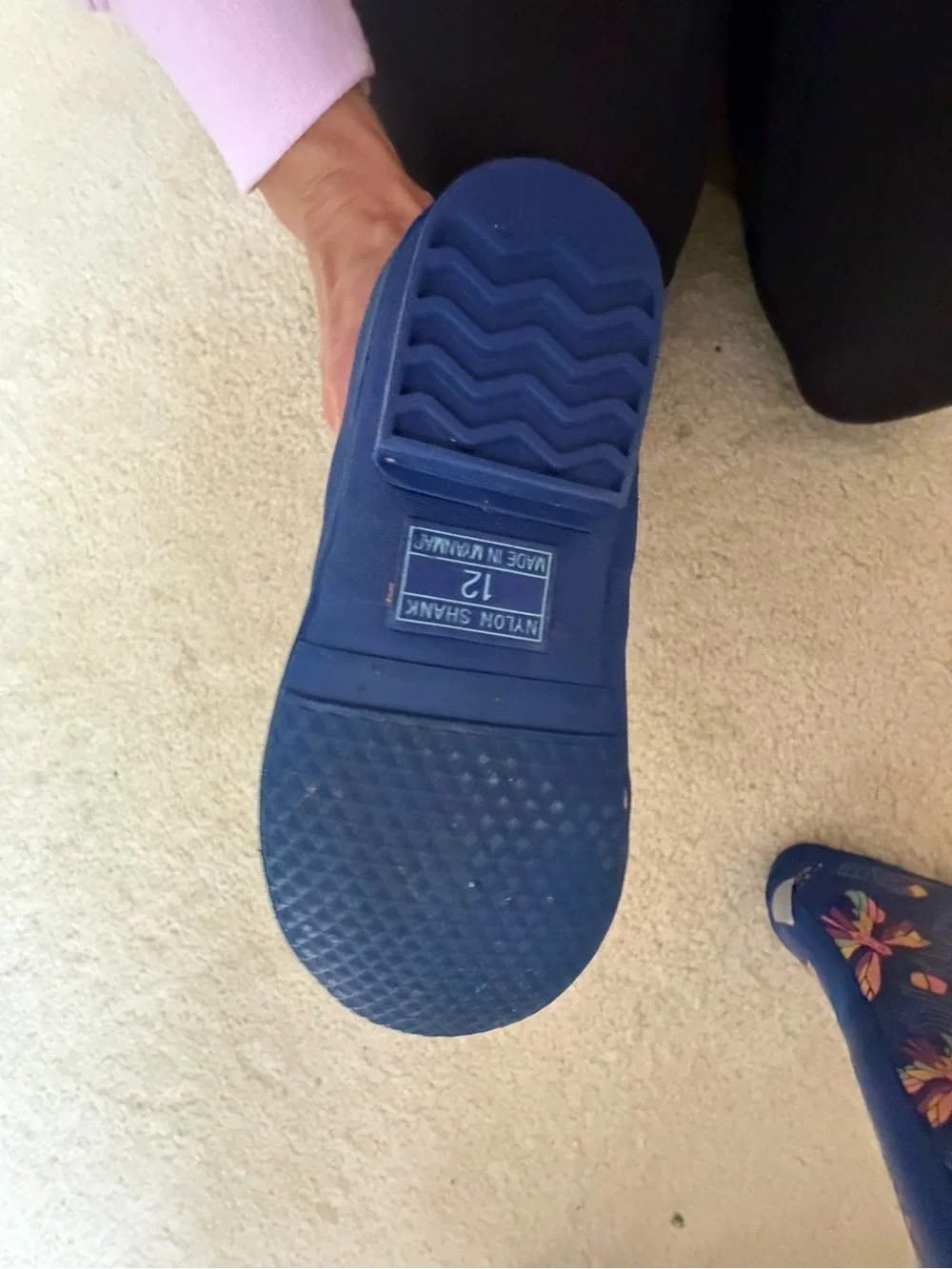 L.L. Bean Kids' Navy Floral Butterfly Rain Boots